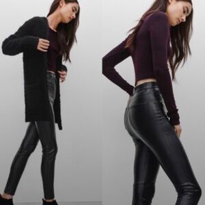 Wilfred Free // High-Waisted Vegan Leather Pants // Size 4 // Black